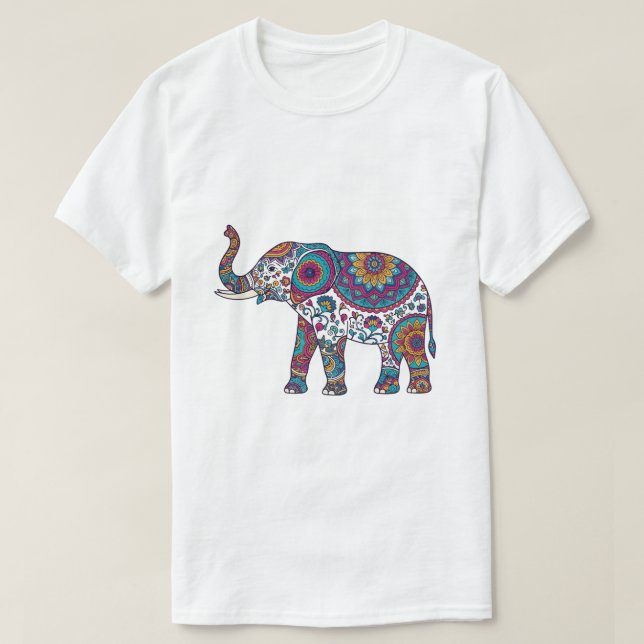 camiseta estampa elefante design abstrato (Frente do Design)