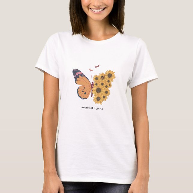 Camiseta Estampada com Borboleta 🦋 Gráfica Fofo & (Frente)