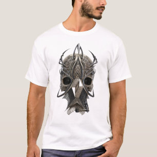 Camiseta Estampada com Crânio Tribal Gótico