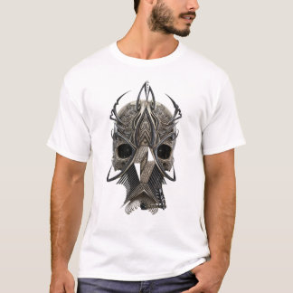 Camiseta Estampada com Crânio Tribal Gótico