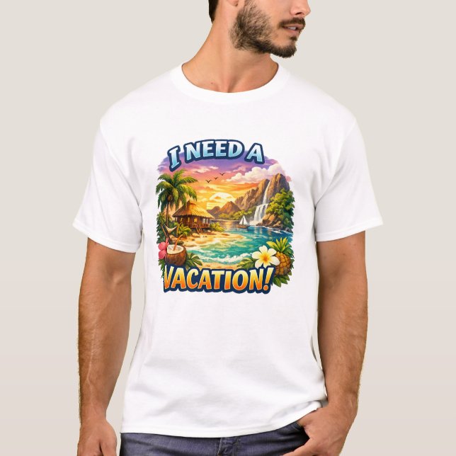 Camiseta estampada de ilha tropical (Frente)