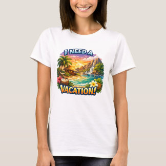 Camiseta estampada de ilha tropical