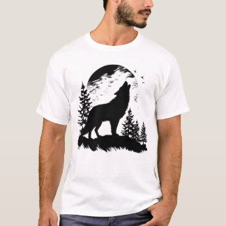 Camiseta estampada de lobo, camisetas para homens,