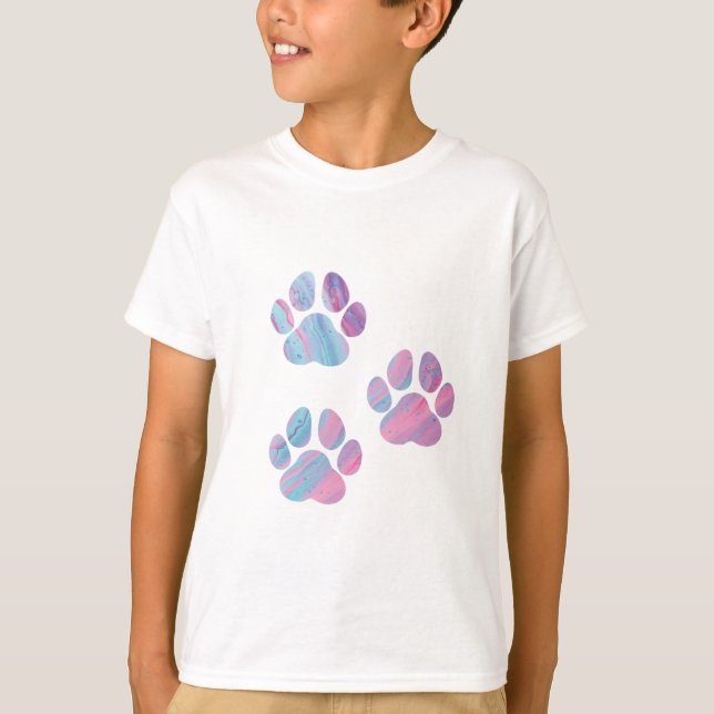 Camiseta Estampas de pata de cão - Tintas coloridas (Frente)