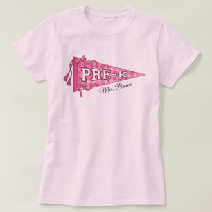 Camiseta Estandarte Personalizado da Escola Pré-K Nome do P