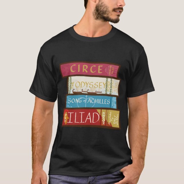 Camiseta Estante de Livros de Mitologia Grega (Frente)