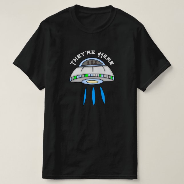 Camiseta Estão aqui, OVNI Invasão de Alienígenas (Frente do Design)