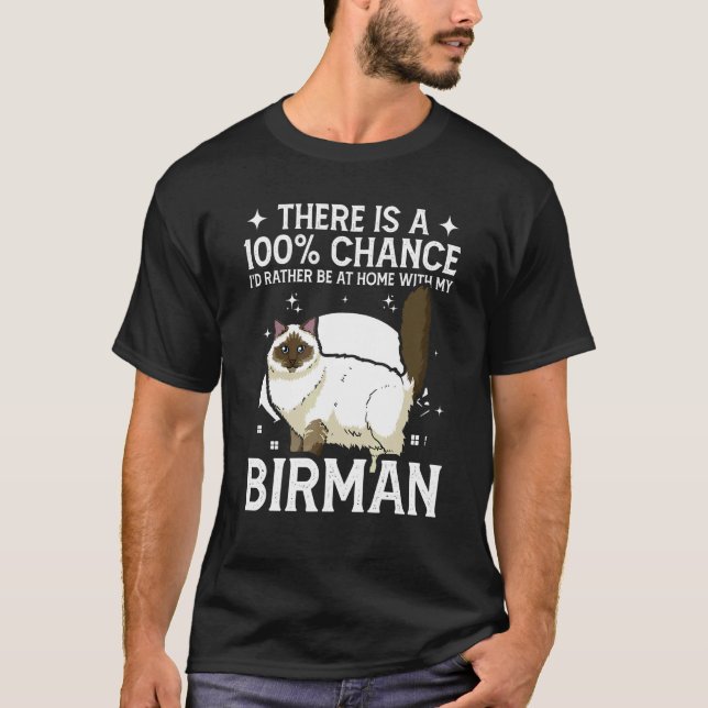Camiseta Estar em Casa Com o Meu Gato Birmanês (Frente)