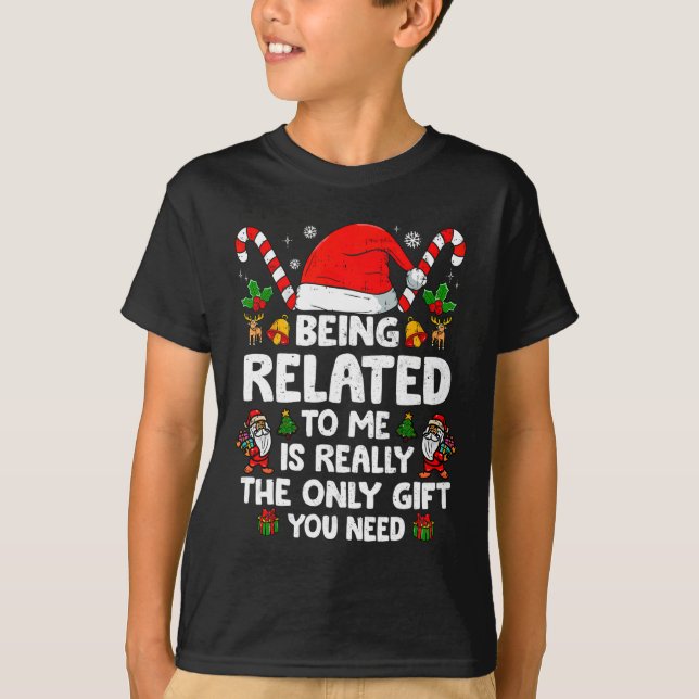 Camiseta Estar Relacionado A Mim Família De Natal Engraçada (Frente)