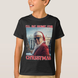 Camiseta Estarei em Casa no Natal Trump Papai Noel Selfie W