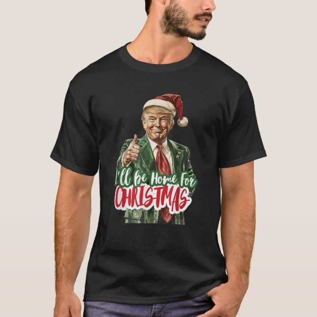 Camiseta Estarei em casa para o Natal. (Frente)