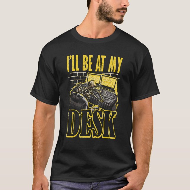 Camiseta Estarei no Engenheiro 2 de áudio da minha mesa (Frente)