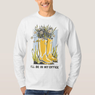 Camiseta Estarei no meu escritório Garden Wellington Boots