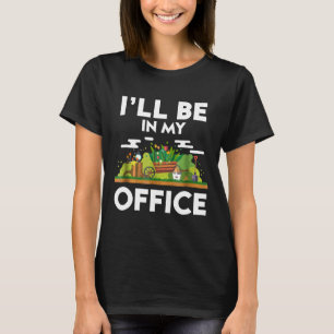 Camiseta Estarei no meu escritório Luvas de jardim de carri