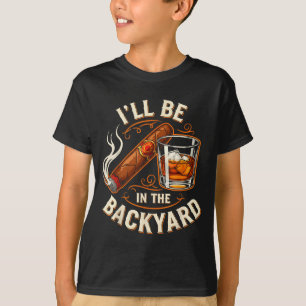Camiseta Estarei no quintal, charuto engraçado e amantes do