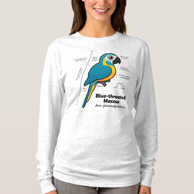 Camiseta Estatísticas Birdorable Blue-throated Macaw (Frente)