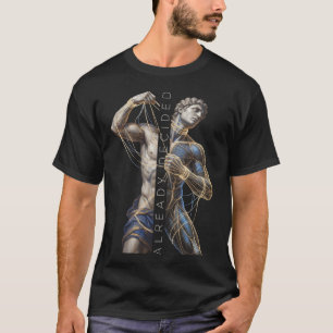 Camiseta Estátua Clássica Arte Ciberpunk em Wireframe
