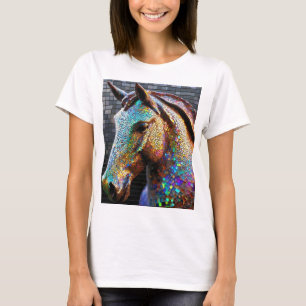 Camiseta Estátua da Cabeça de Cavalo Mosaico 3-d
