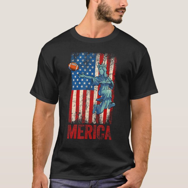 Camiseta Estátua da Liberdade 4 de julho Mulheres Homens U. (Frente)
