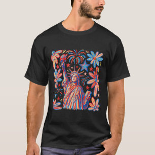 Camiseta Estátua da Liberdade Americana Em 4 De Julho
