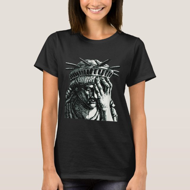 Camiseta Estátua Da Liberdade Chorando Anti-Trump Resiste N (Frente)