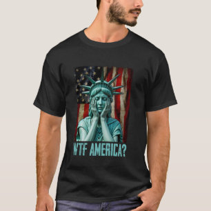 Camiseta Estátua da Liberdade Chorosa America WTF Aflita