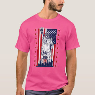Camiseta Estátua Da Liberdade Com Bandeira Americana