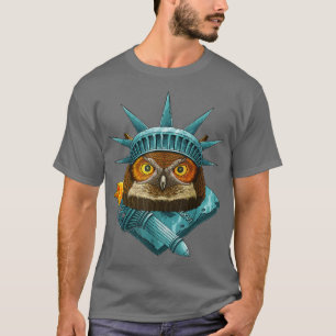 Camiseta Estátua Da Liberdade Coruja 4 De Julho Noite Bird 