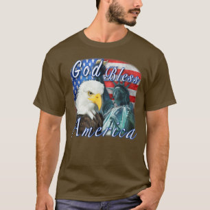 Camiseta Estátua da Liberdade da América deus abençoe