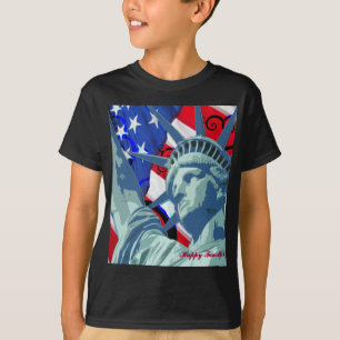 Camiseta Estátua da Liberdade e Bandeira Americana Patrió