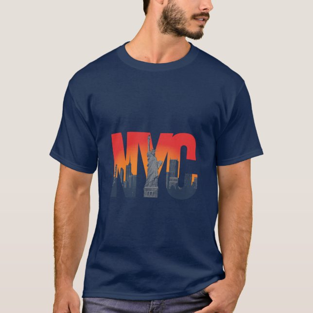 Camiseta Estátua da Liberdade Nova Iorque Skyline Design (Frente)