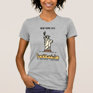 Camiseta Estátua da Liberdade Nova York Silhueta Arte de Li