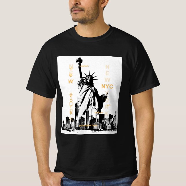 Camiseta Estátua Da Liberdade Nyc New York Manhattan Mens (Frente)