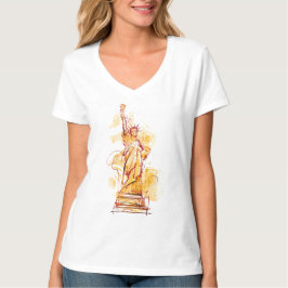 Camiseta Estátua da Liberdade pintada manualmente