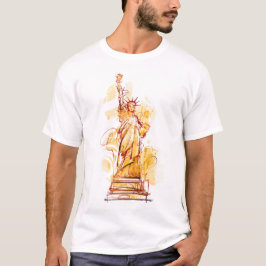 Camiseta Estátua da Liberdade pintada manualmente