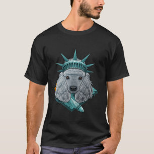 Camiseta Estátua da Liberdade Poodle 4 De Julho Cão USA Ame