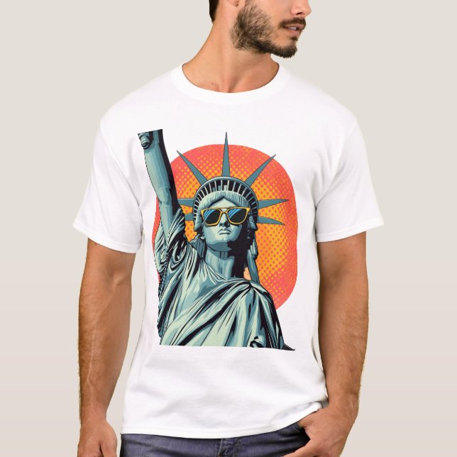 Camiseta Estátua da Liberdade Pop Art (Frente)