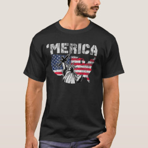 Camiseta Estátua Da Liberdade Segurando Uma Arma - Branca V