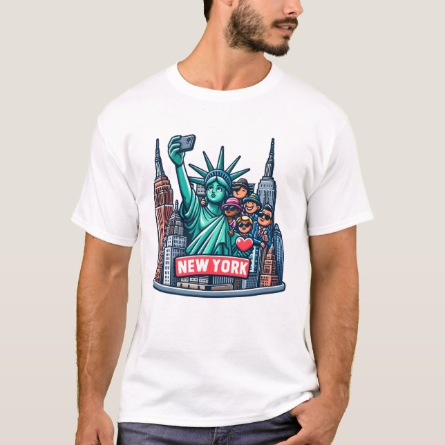 Camiseta Estátua da Liberdade Snaps Selfie (Frente)
