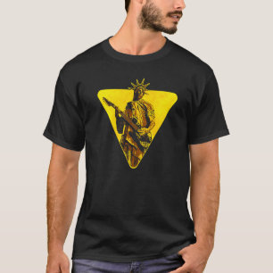 Camiseta Estátua da Liberdade Tocando Baixo de Guitarra Elé