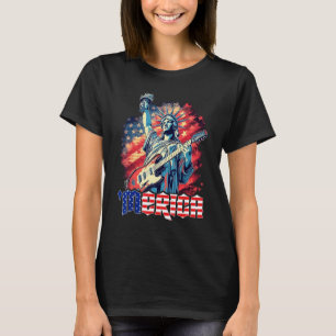 Camiseta Estátua da Liberdade Tocando Guitarra 4 de Julho M