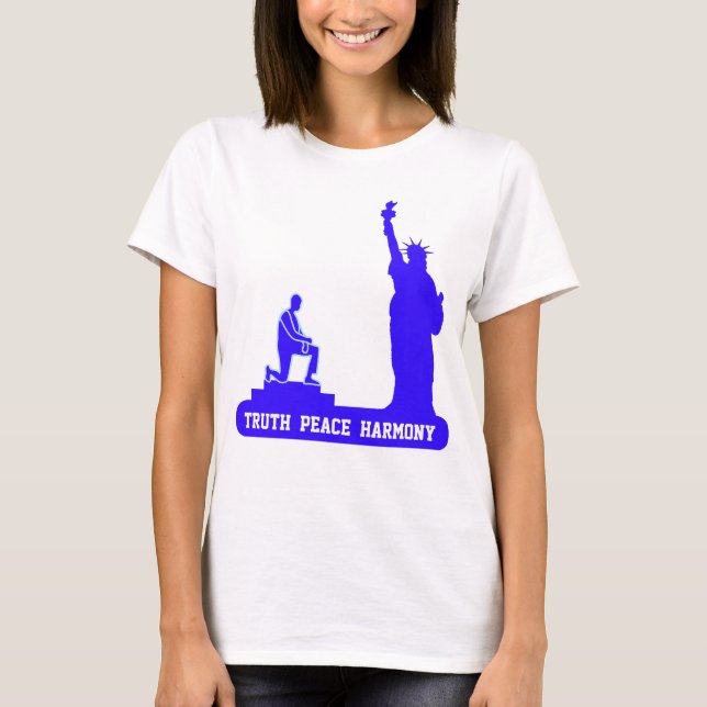 Camiseta Estátua da Liberdade, verdade paz & harmonia (Frente)