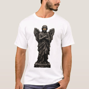 Camiseta Estátua de Anjo Negro Arte Fantasia Gótica Olhos B