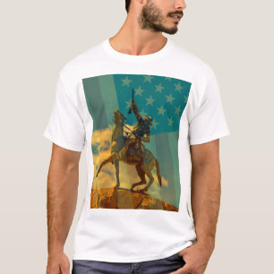 Camiseta estátua de Buffalo Bill Cody Cody, bandeira de Wyo