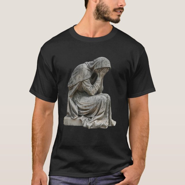 Camiseta Estátua de choro épica de preto libertário, camise (Frente)