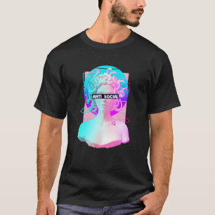 Camiseta Estátua de Medusa Vaportwave Retro Antissocial Mit