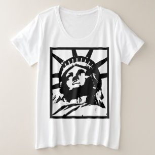 Camiseta Estátua de Pop de Arte Negra e Branca da Liberdade
