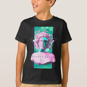 Camiseta Estátua de Vaporwave Medusa com Arte Estética Crôn