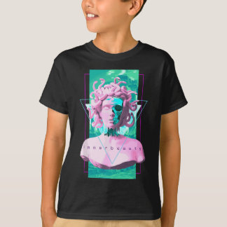 Camiseta Estátua de Vaporwave Medusa com Arte Estética Crôn