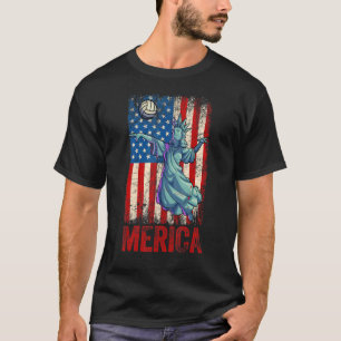 Camiseta Estátua De Voleibol Da Liberdade 4 De Julho Menino